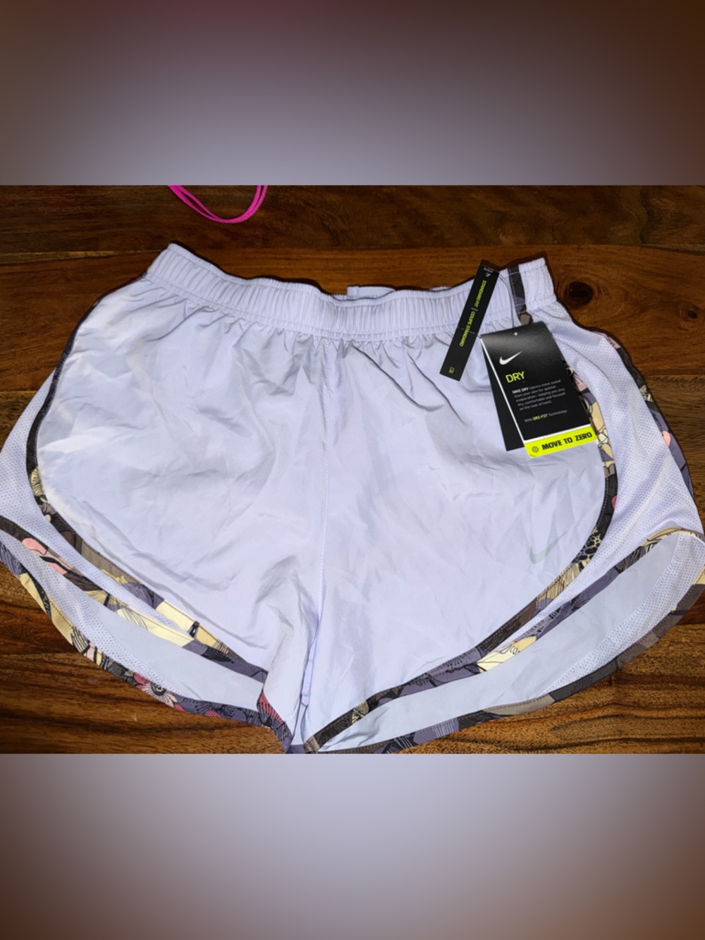 Nike Women's Light Lavender Athletic Shorts with Floral Trim